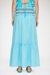 GANNI Online Convertible Skirt in Blue Check