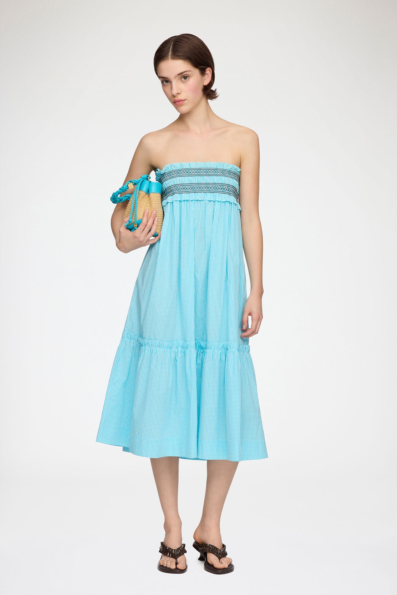 GANNI Online Convertible Skirt in Blue Check