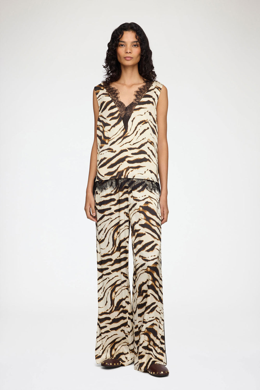 GANNI Sale Top in Printed Satin