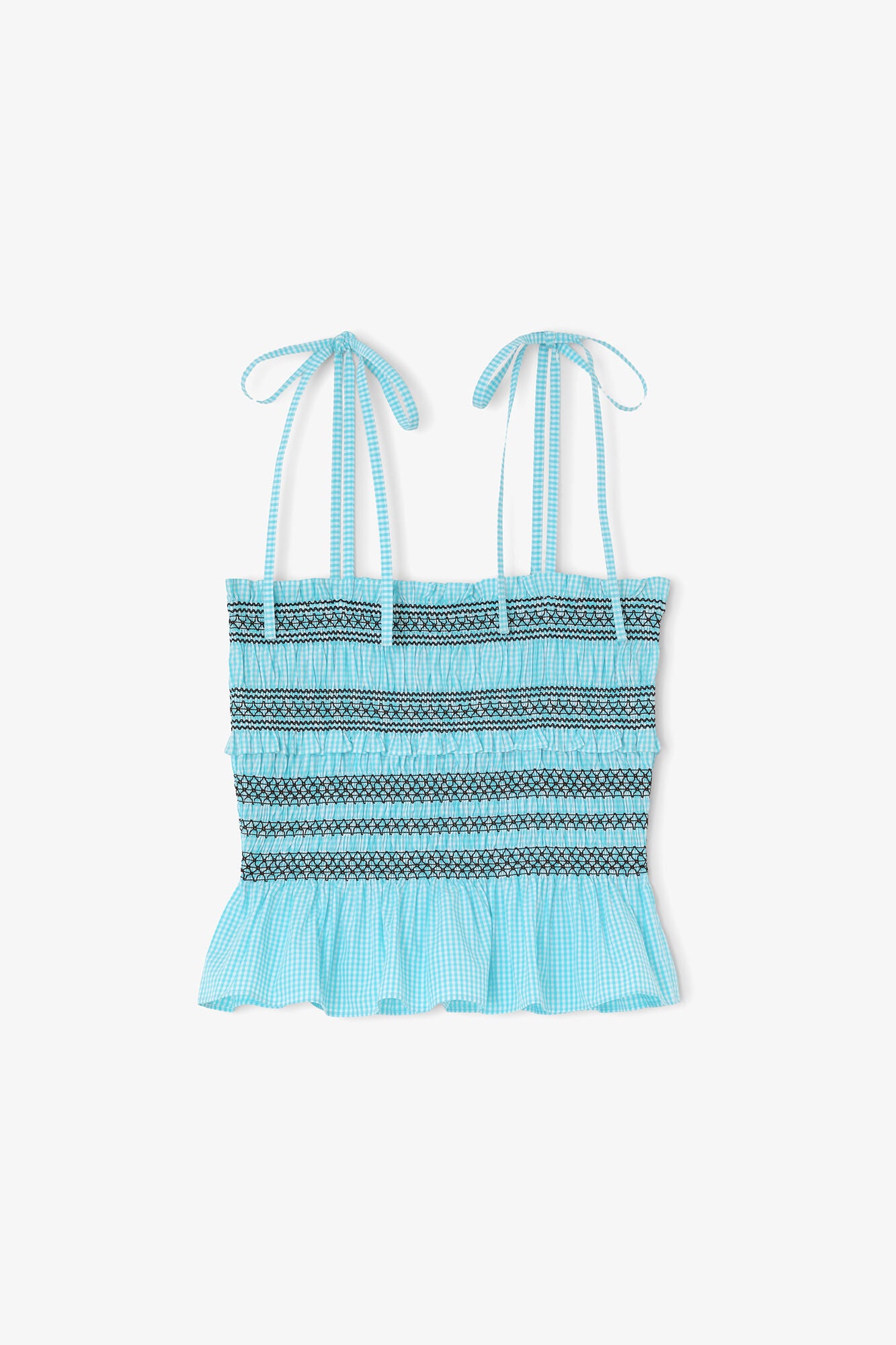 GANNI Discount Top in Blue Check