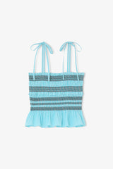 GANNI Discount Top in Blue Check