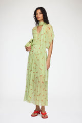 GANNI Outlet Dress in Green Silk