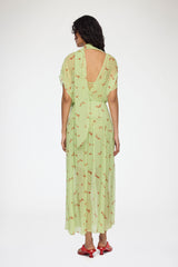 GANNI Outlet Dress in Green Silk