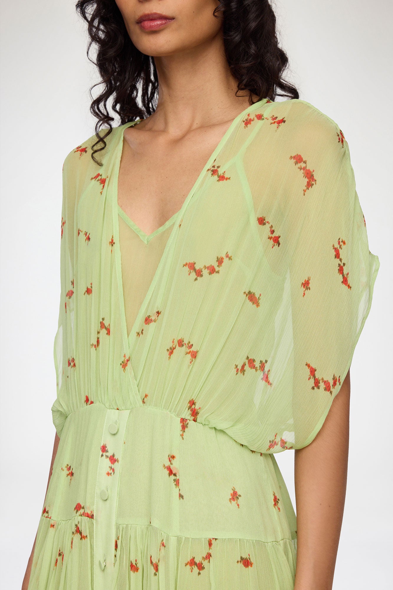 GANNI Outlet Dress in Green Silk