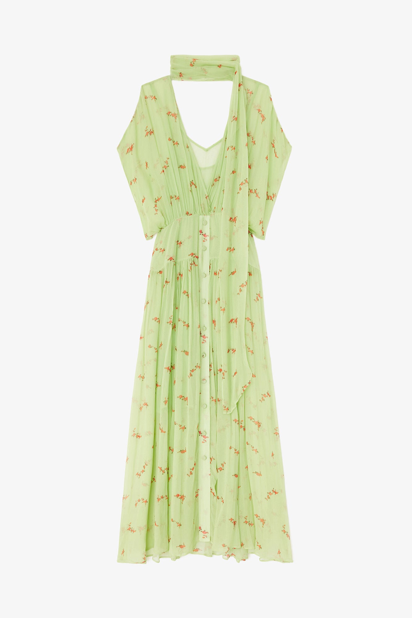 GANNI Outlet Dress in Green Silk