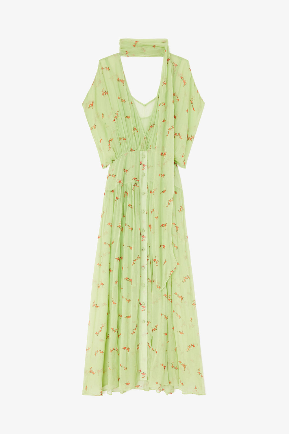 GANNI Outlet Dress in Green Silk
