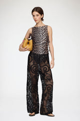 GANNI New Pants in Black Net