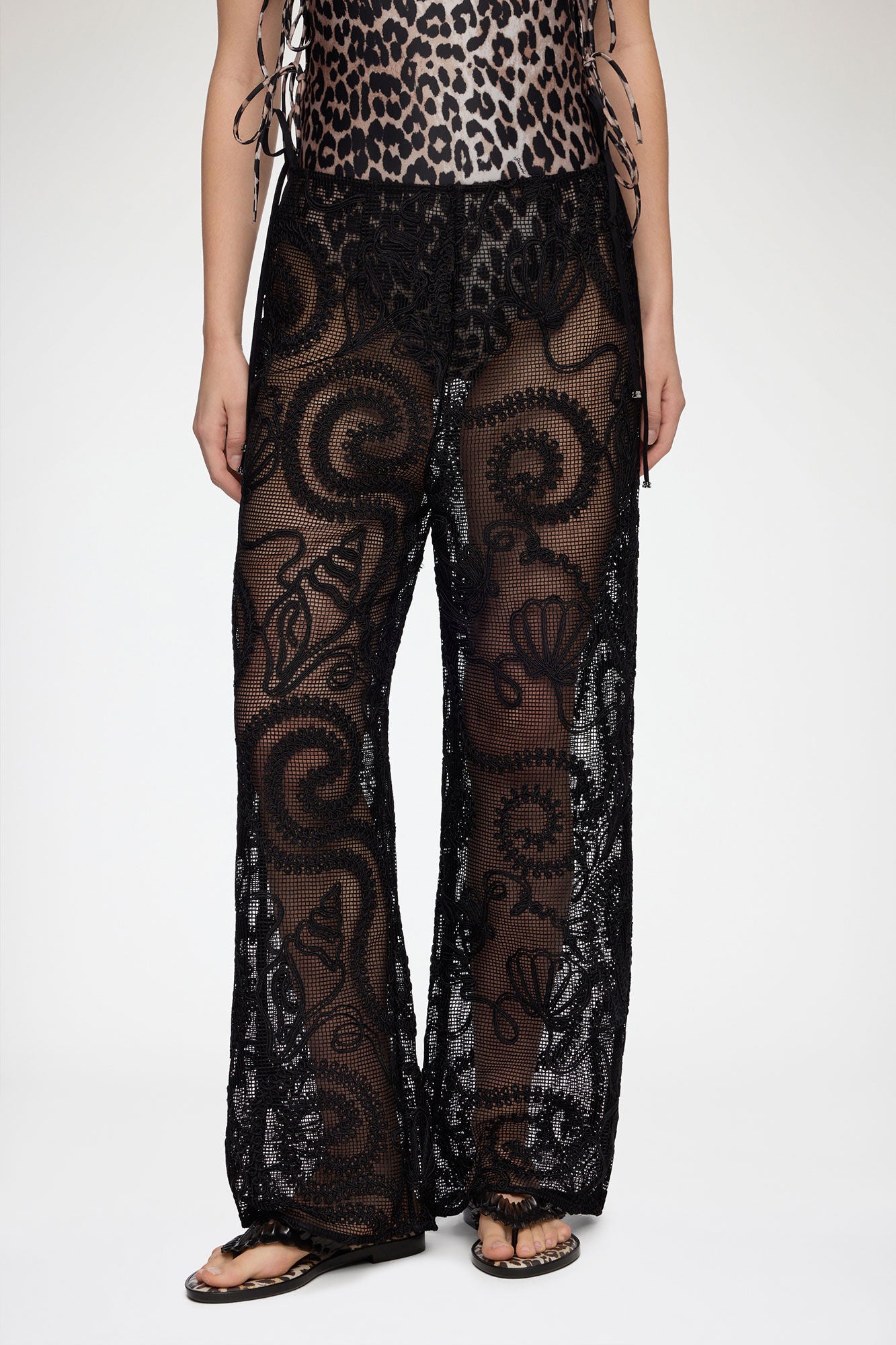 GANNI New Pants in Black Net