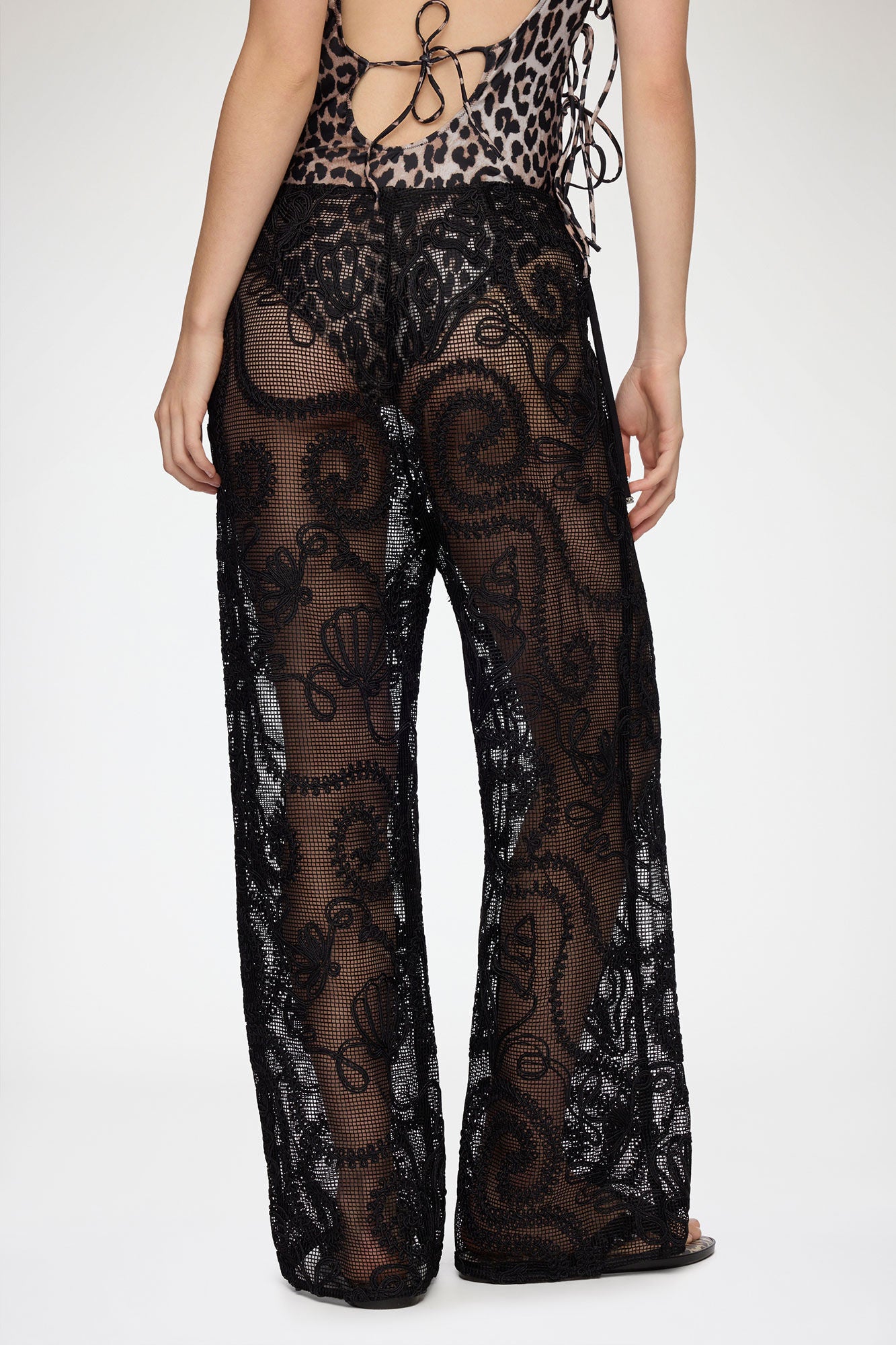 GANNI New Pants in Black Net