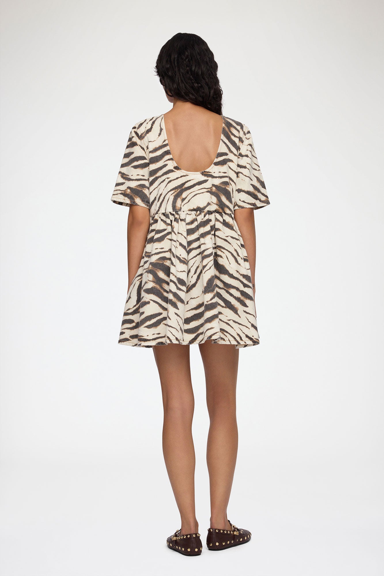 GANNI Discount Dress in Zebra Denim