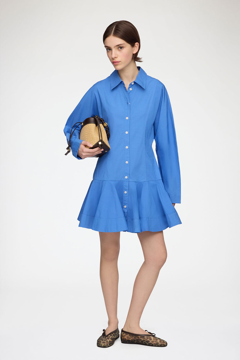 GANNI Outlet Shirt Dress in Blue Cotton