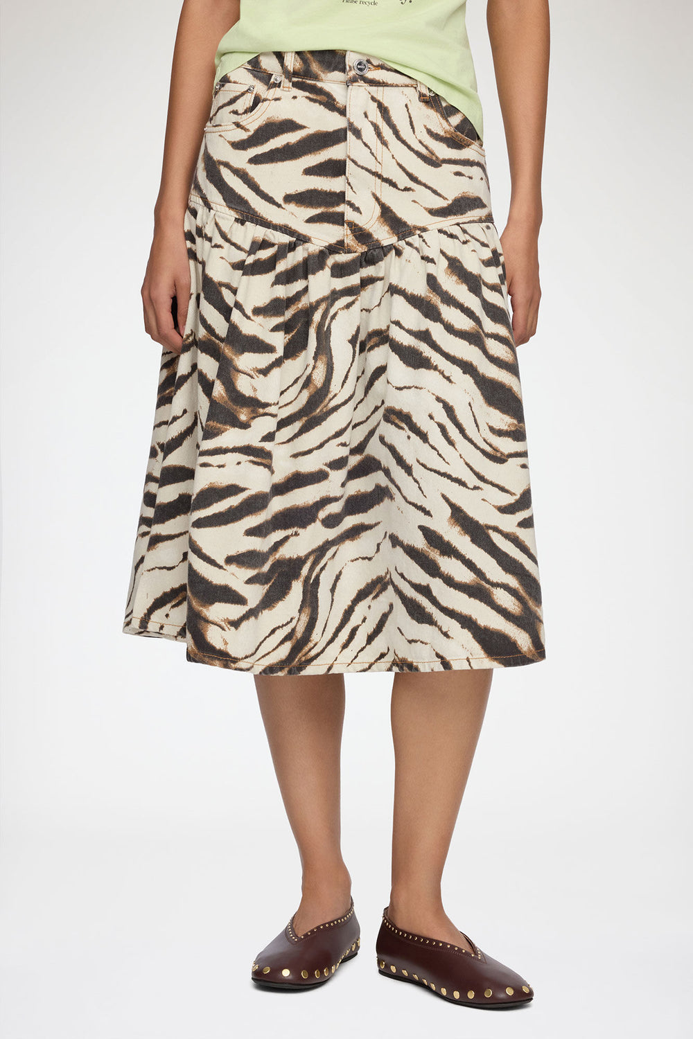 GANNI Hot Sale Skirt in Printed Denim