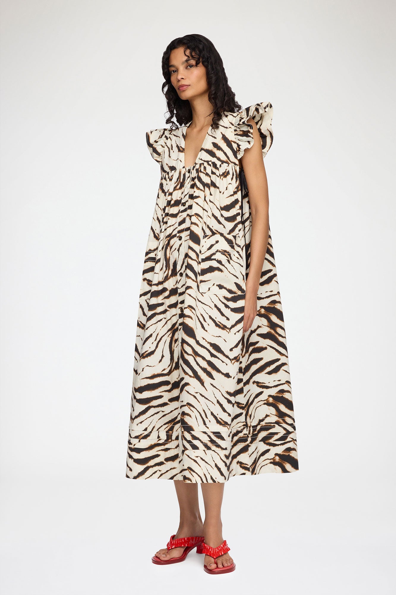 GANNI New Dress in Printed Cotton