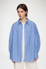 GANNI us Shirt in Striped Cotton