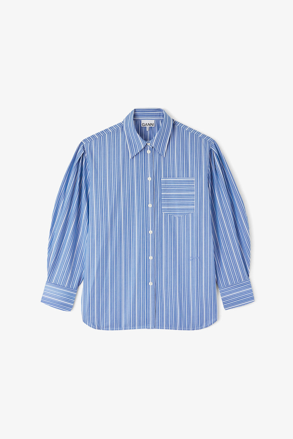 GANNI us Shirt in Striped Cotton