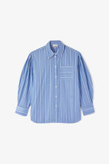 GANNI us Shirt in Striped Cotton