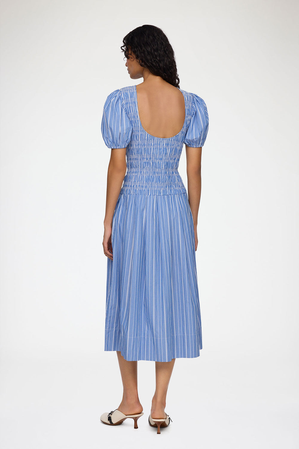 GANNI Sale Dress in Striped Cotton