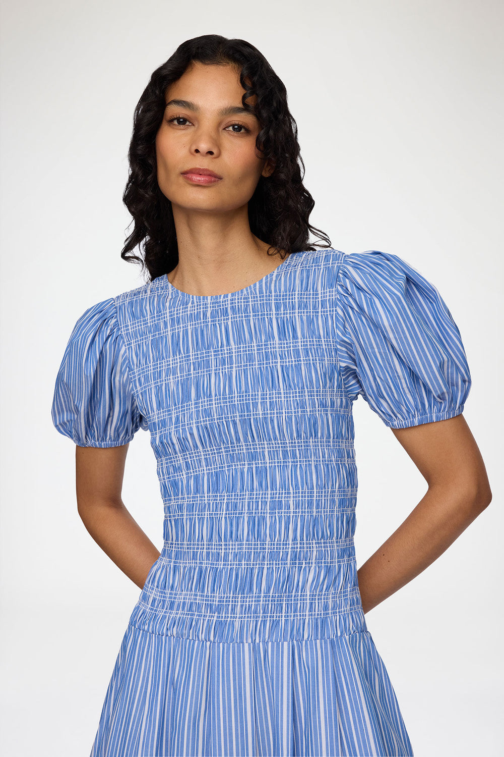 GANNI Sale Dress in Striped Cotton