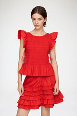 GANNI Outlet Top in Smocked Cotton