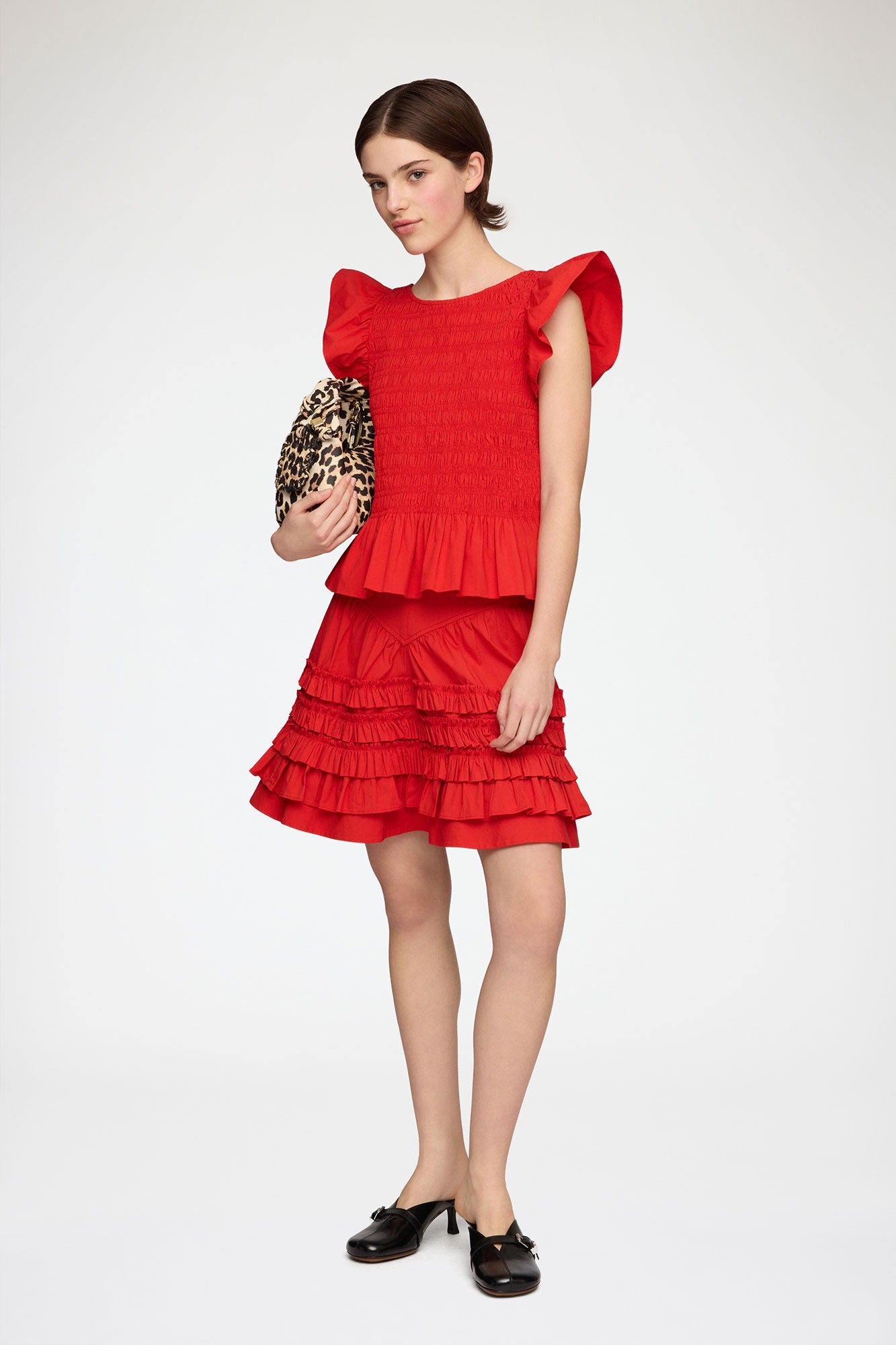 GANNI Outlet Top in Smocked Cotton