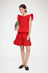 GANNI Outlet Top in Smocked Cotton