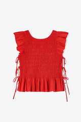 GANNI Outlet Top in Smocked Cotton