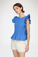 GANNI Hot Sale Top in Smocked Cotton