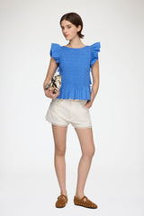 GANNI Hot Sale Top in Smocked Cotton