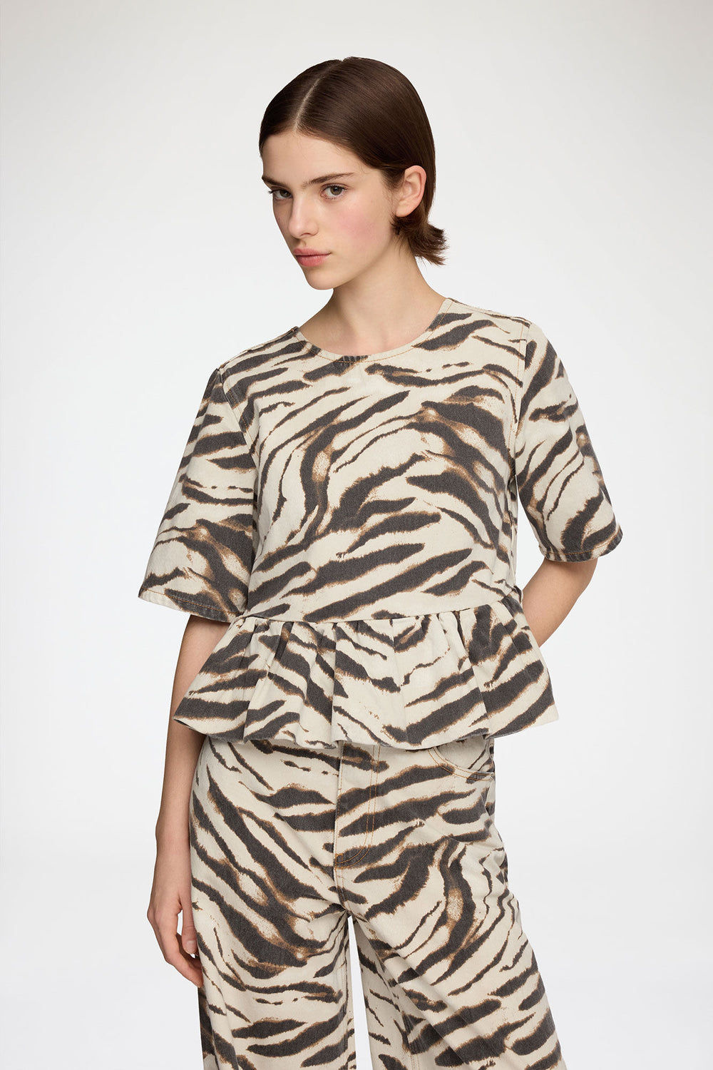 GANNI New Top in Zebra Denim