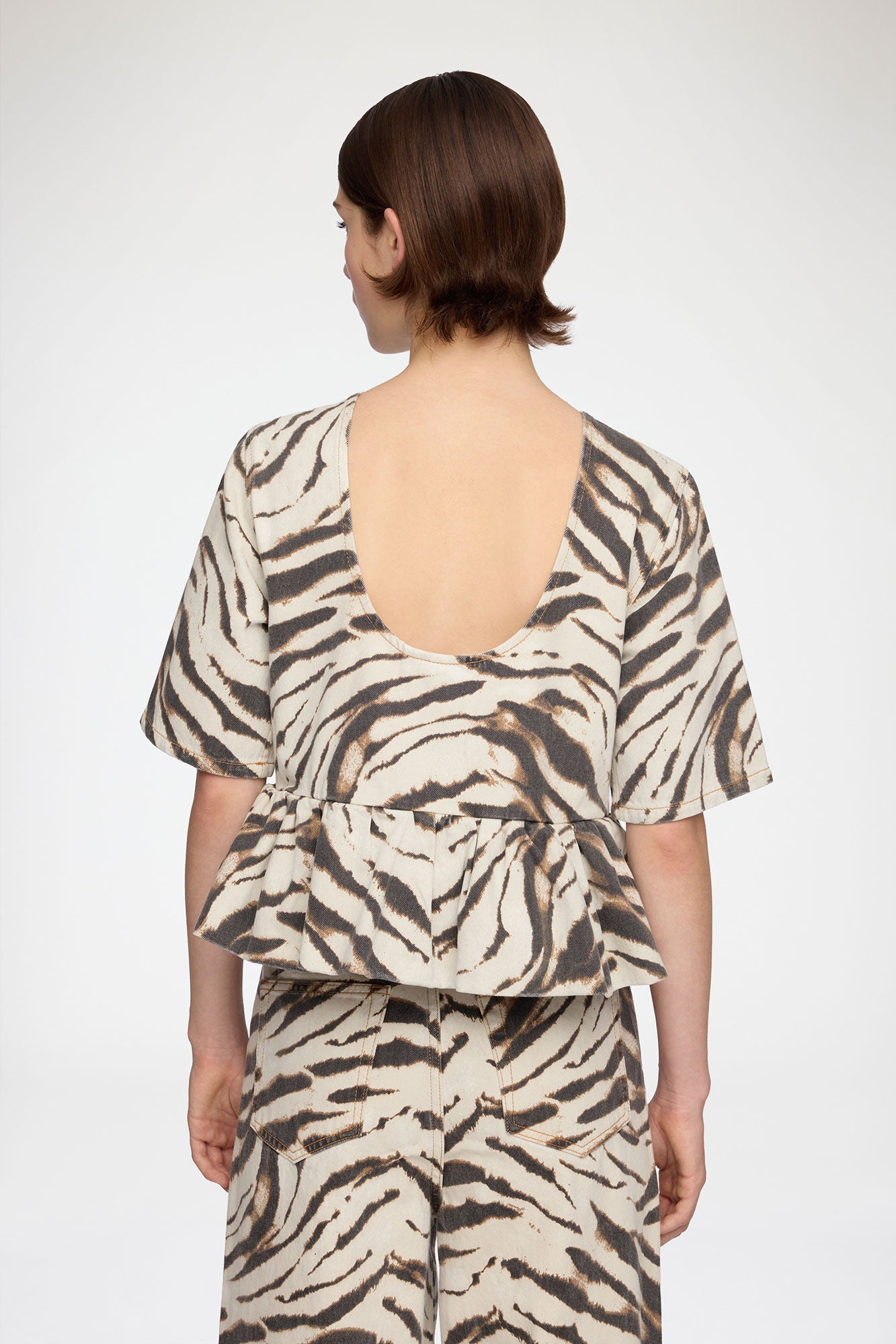 GANNI New Top in Zebra Denim