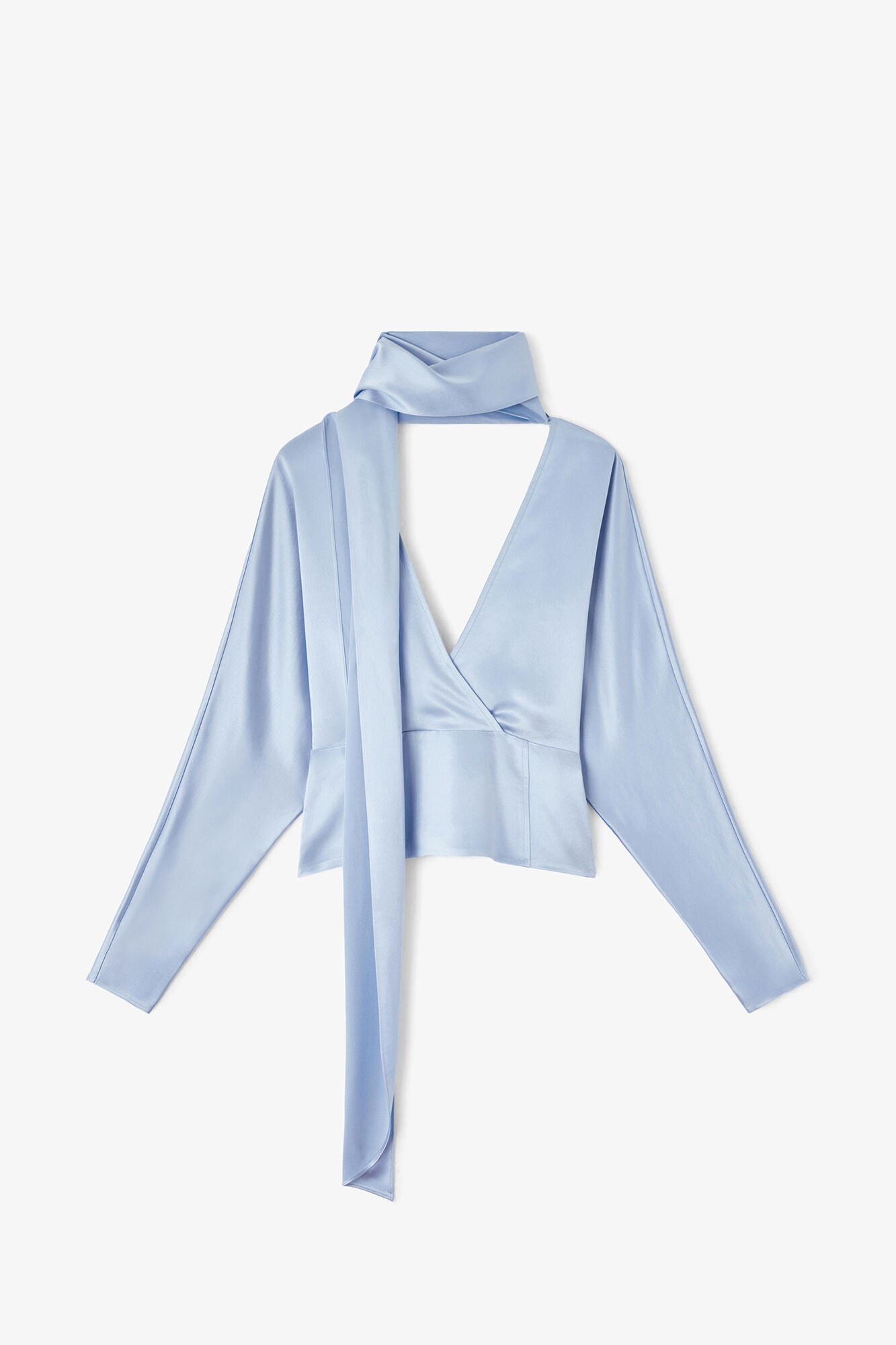 GANNI Online Blouse in Blue Satin