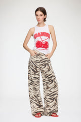 GANNI Sale Lari Wide Jeans in Zebra Denim