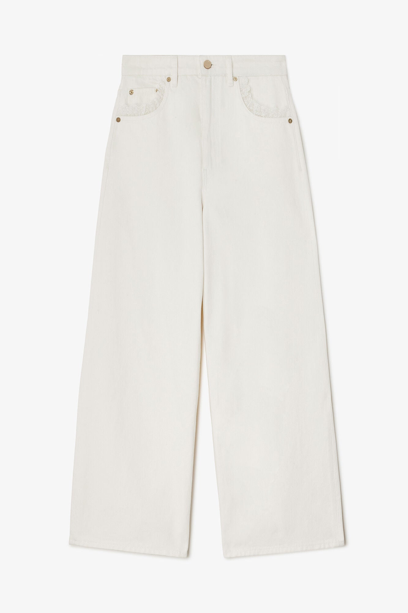 GANNI On Sale Lari Straight Jeans in White Denim
