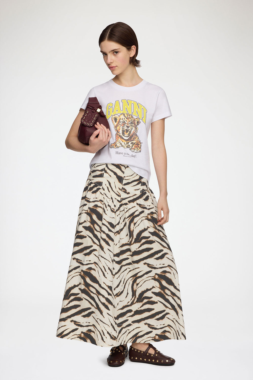 GANNI Outlet Skirt in Zebra Cotton