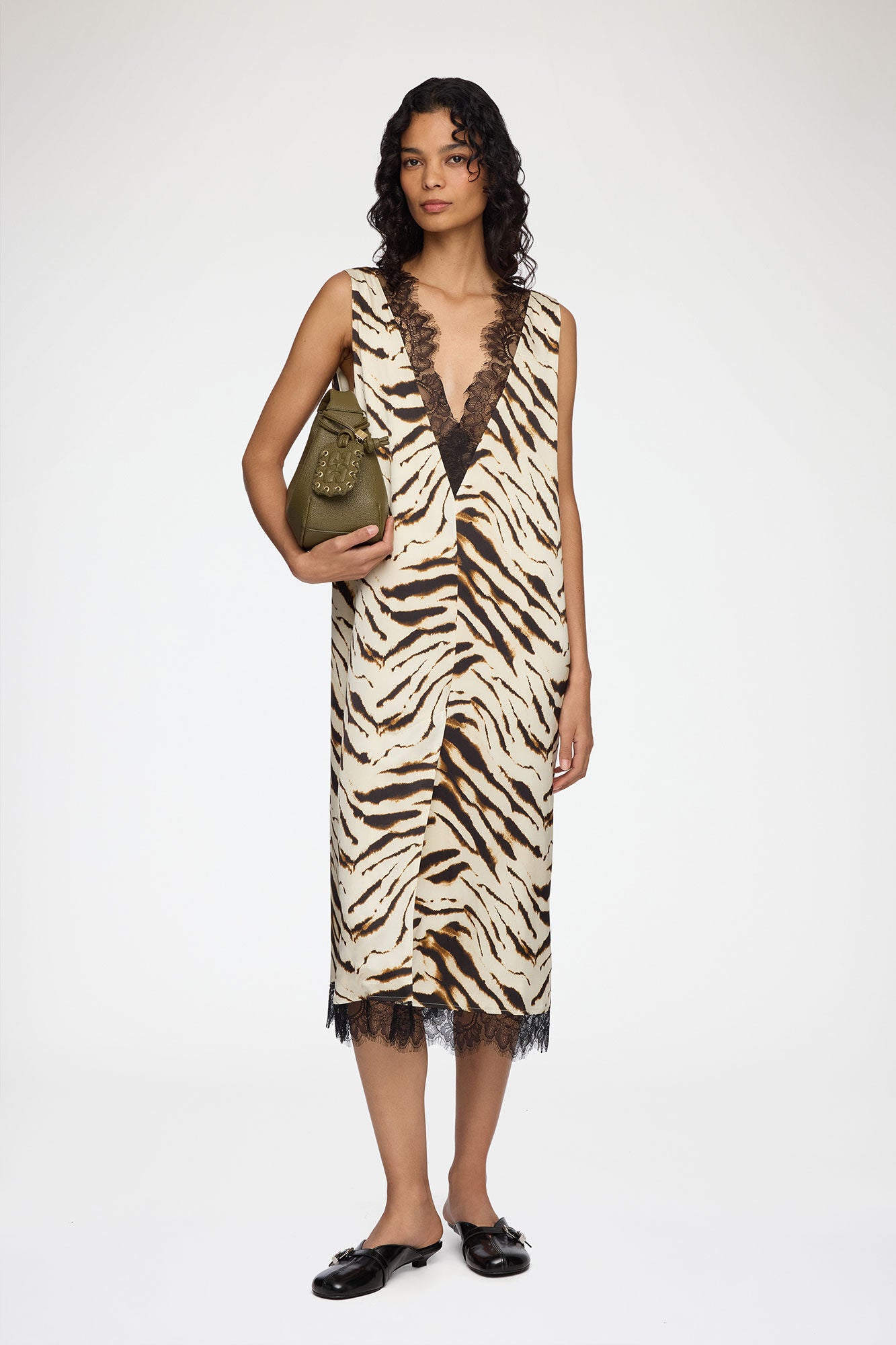 GANNI Hot Sale Dress in Zebra Satin