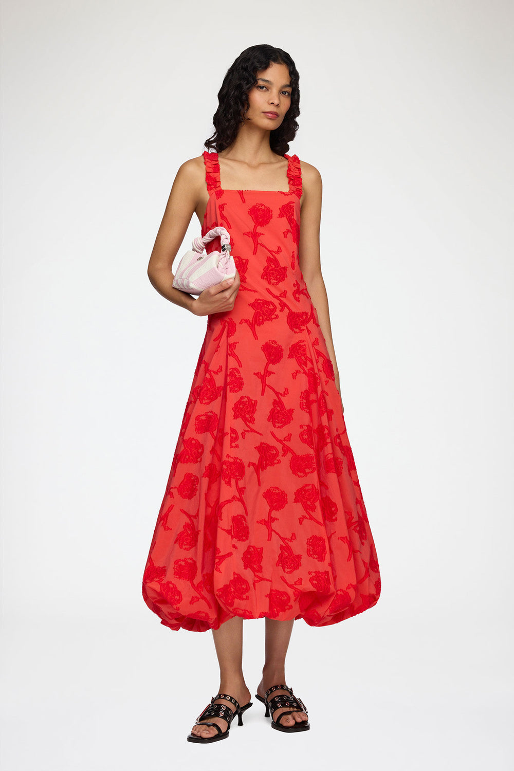 GANNI New Dress in Red Fil Coupe