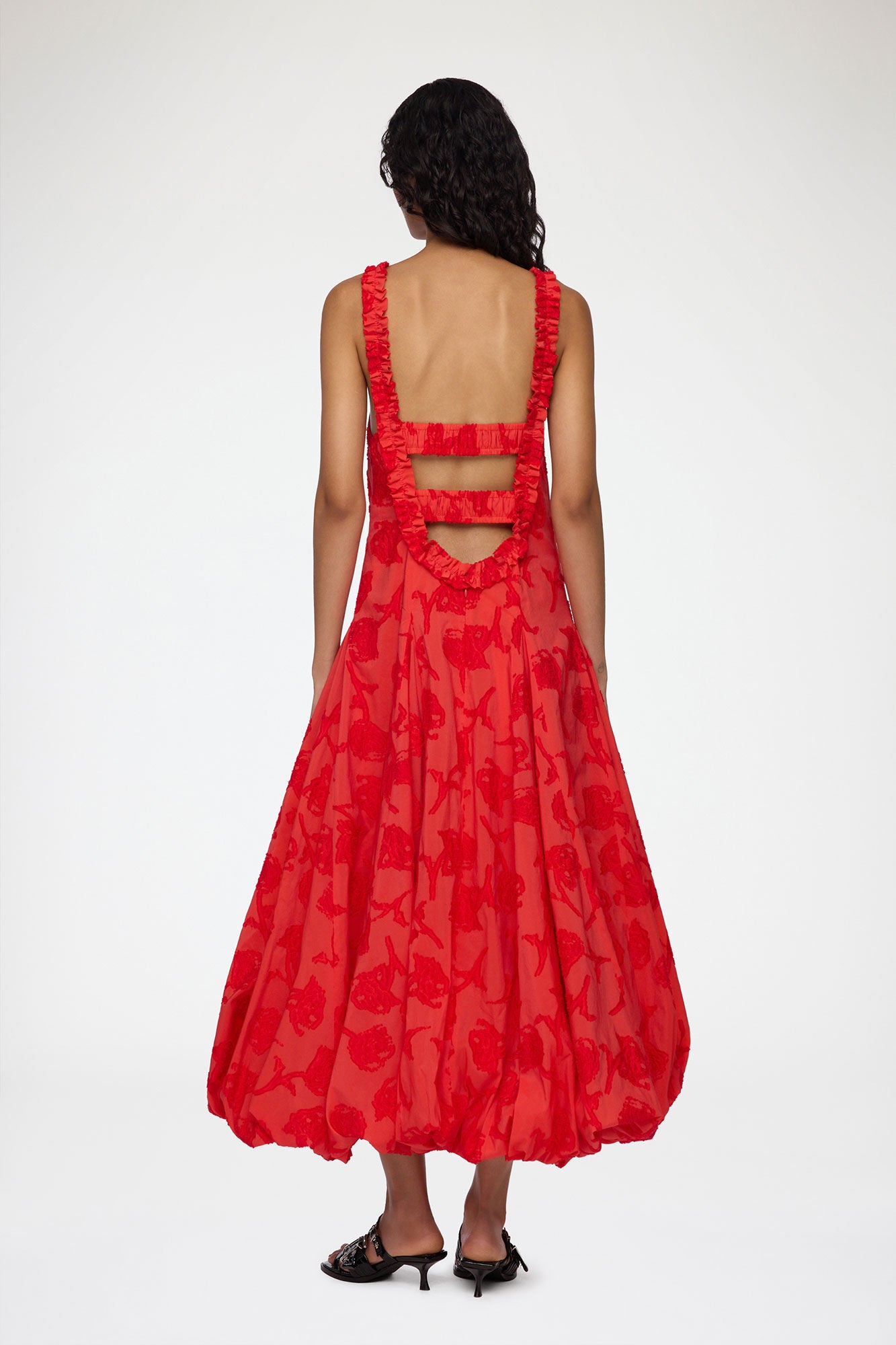 GANNI New Dress in Red Fil Coupe