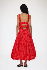 GANNI New Dress in Red Fil Coupe