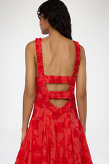 GANNI New Dress in Red Fil Coupe