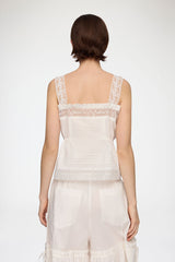 GANNI Online Top in White Cotton