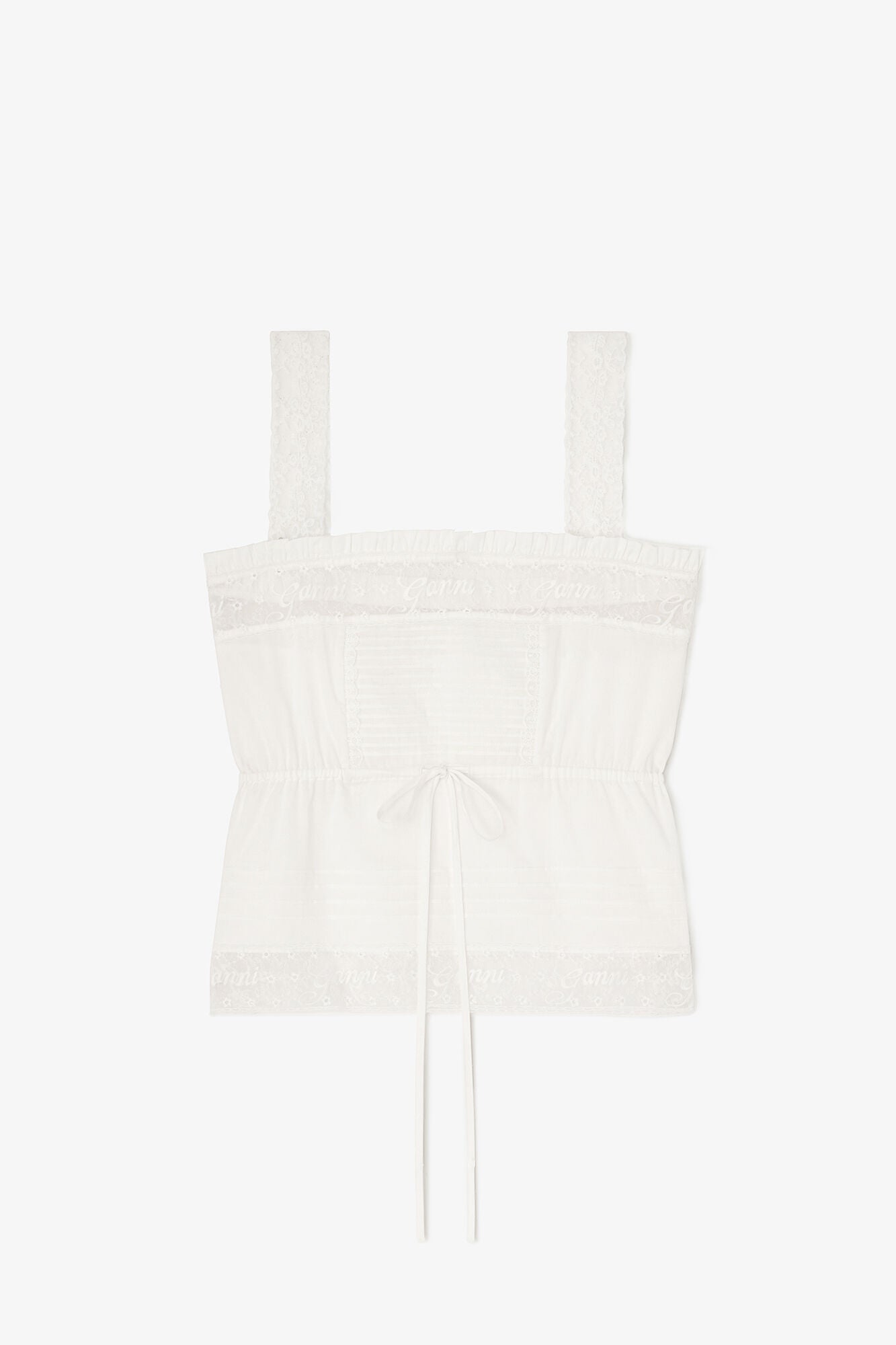 GANNI Online Top in White Cotton
