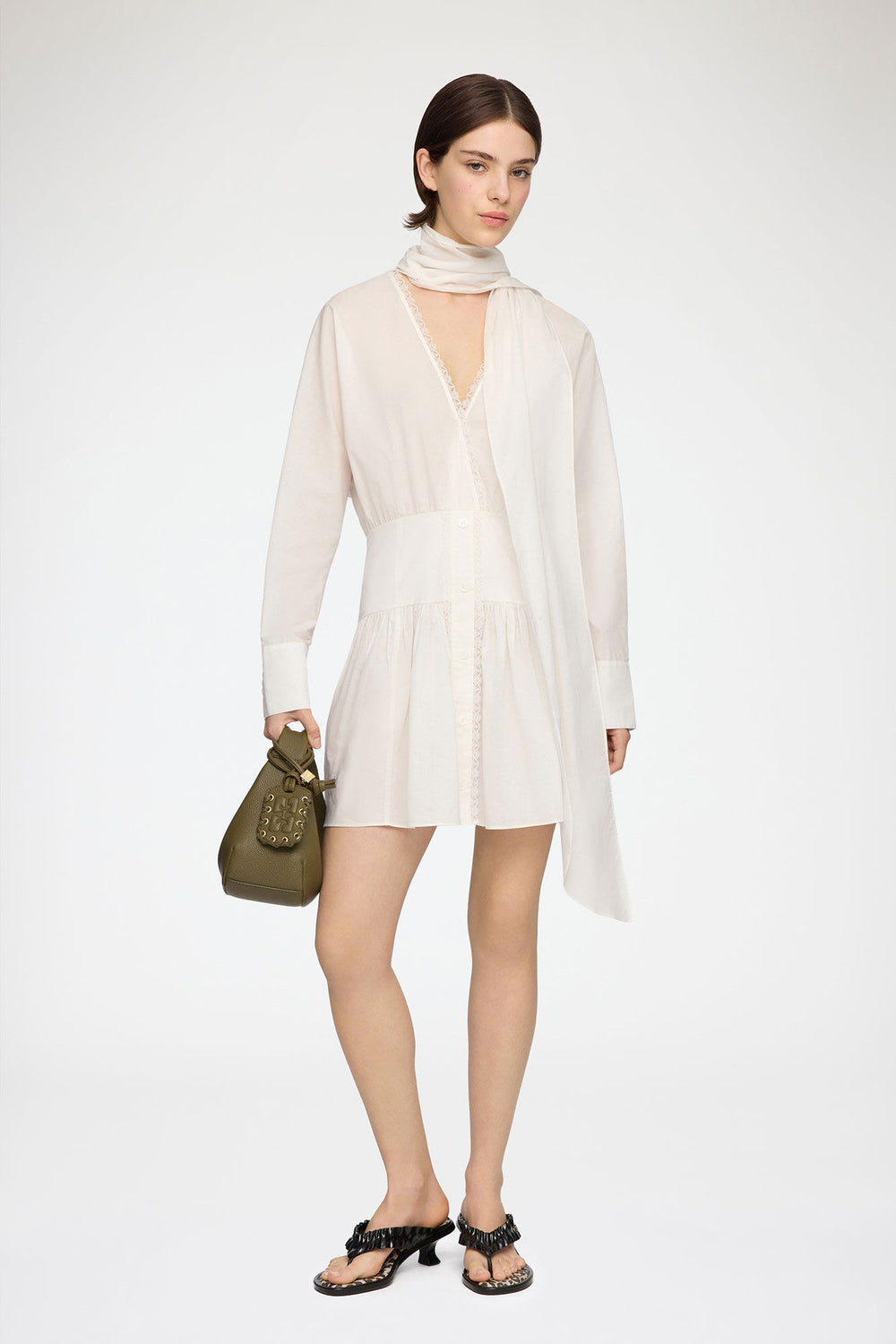 GANNI Discount Dress in White Cotton