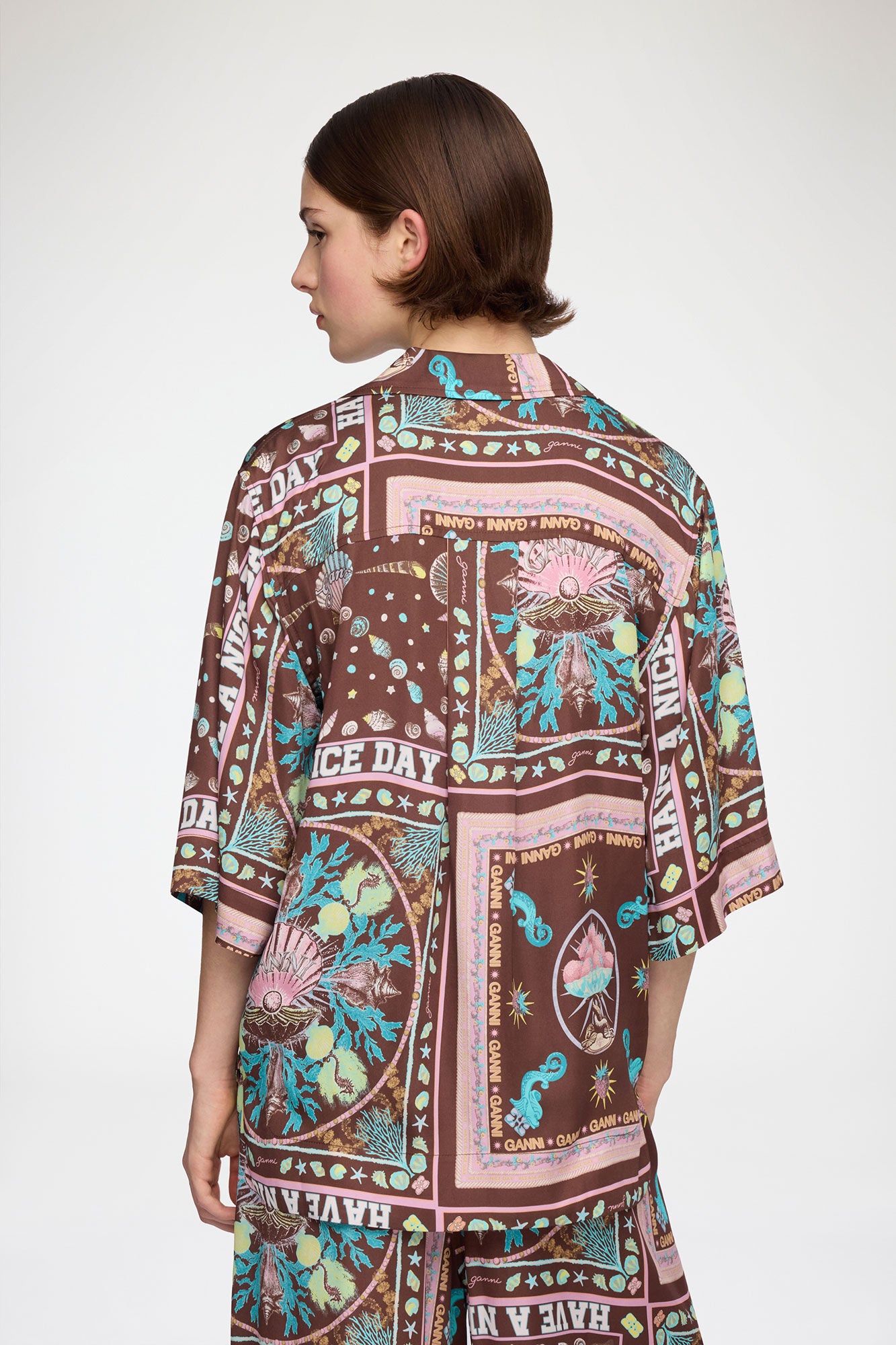 GANNI Outlet Shirt in Printed Twill