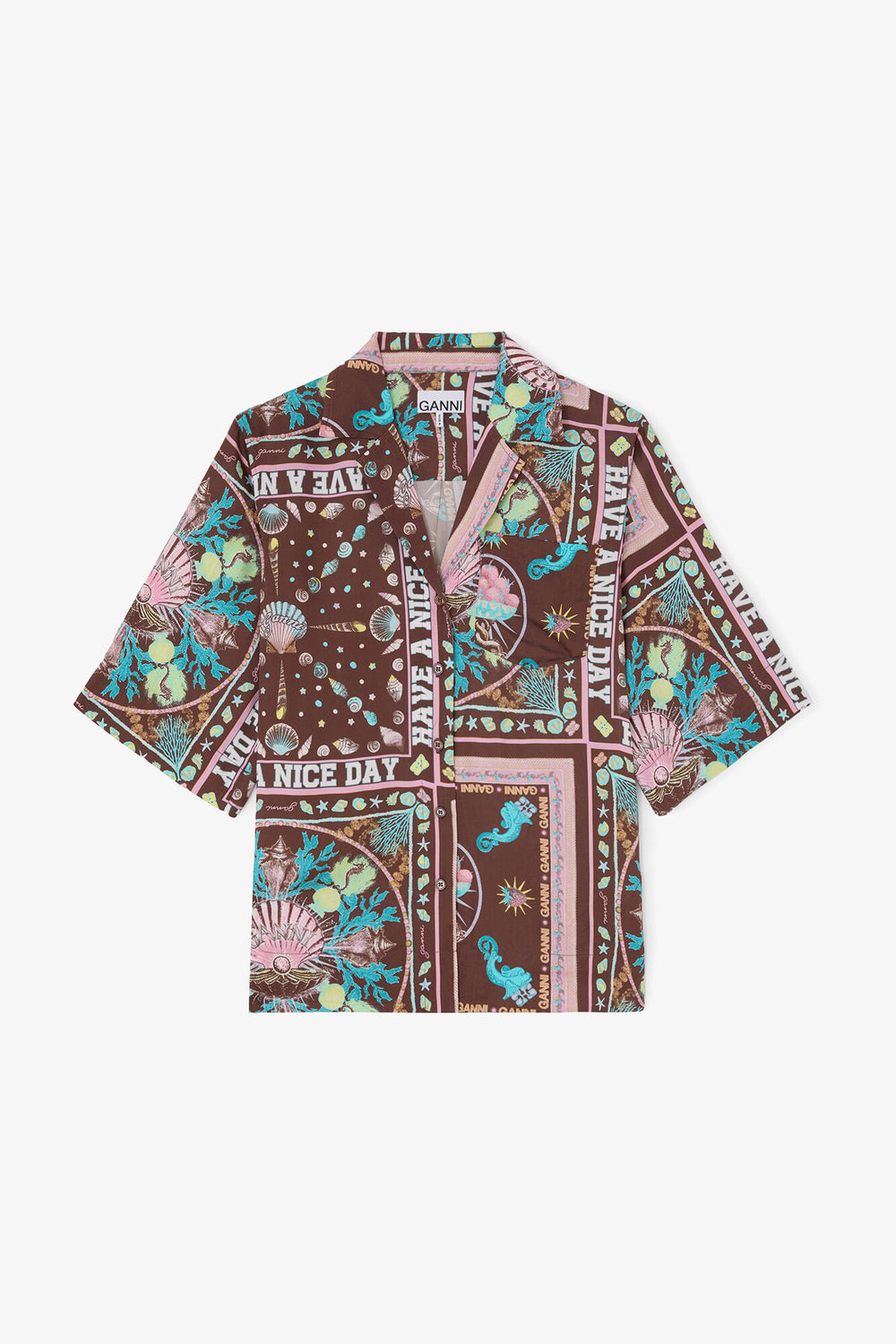 GANNI Outlet Shirt in Printed Twill