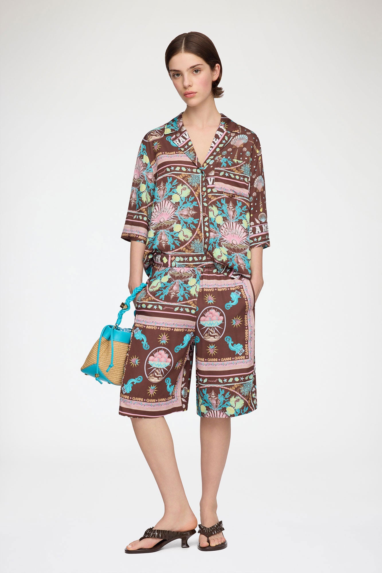 GANNI Hot Sale Shorts in Printed Twill