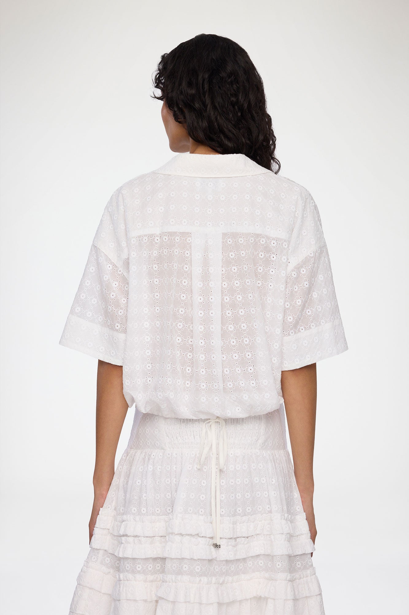 GANNI New Shirt in White Broderie Anglaise