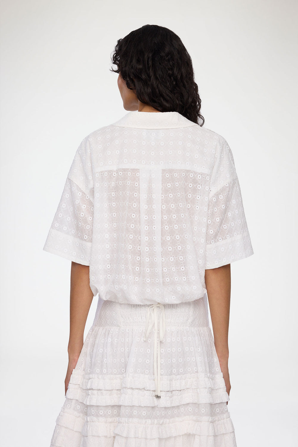 GANNI New Shirt in White Broderie Anglaise