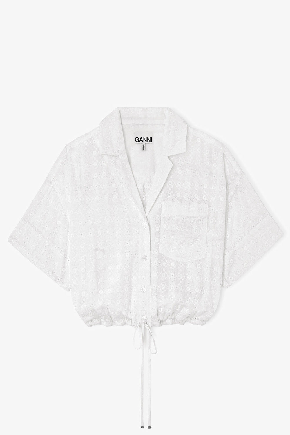 GANNI New Shirt in White Broderie Anglaise