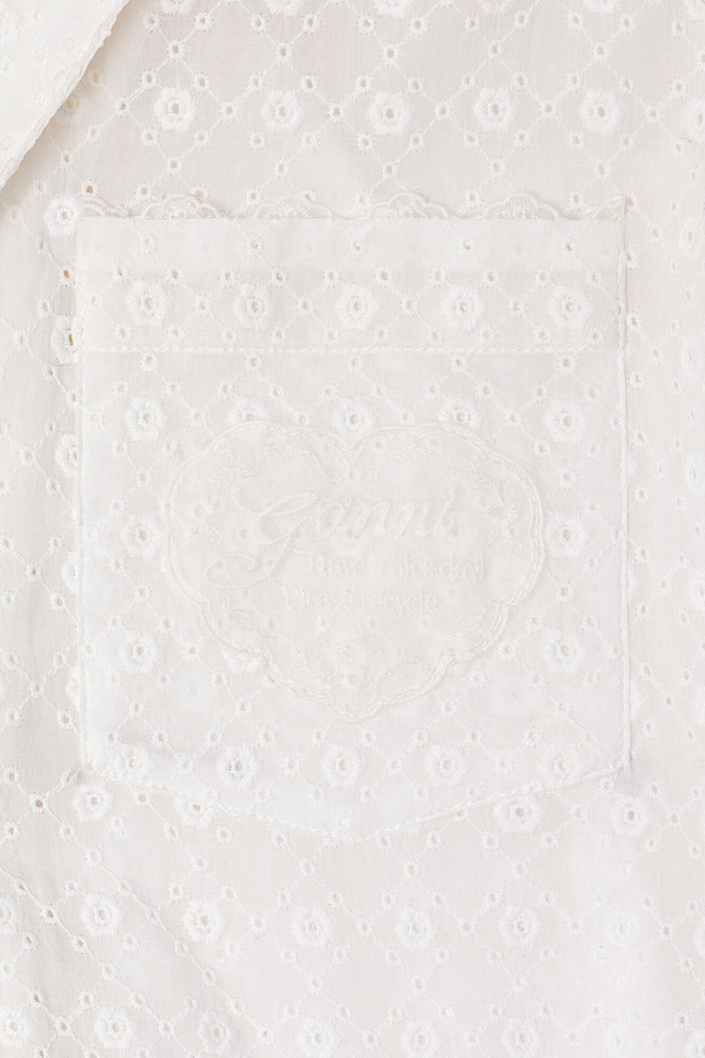 GANNI New Shirt in White Broderie Anglaise