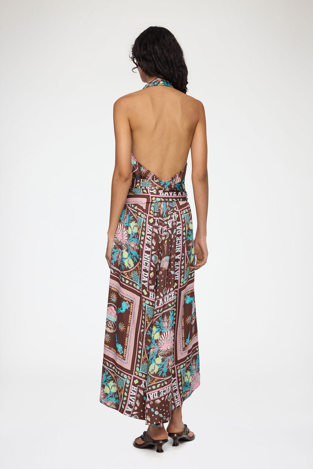 GANNI us Dress in Printed Twill